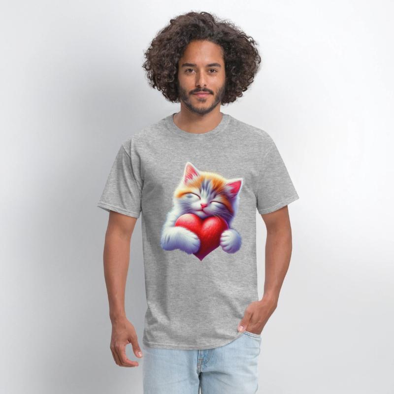 Cute Cat Hugging Valentine Heart Love Cat