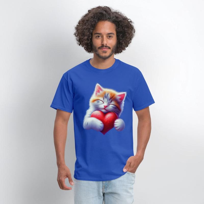 Cute Cat Hugging Valentine Heart Love Cat