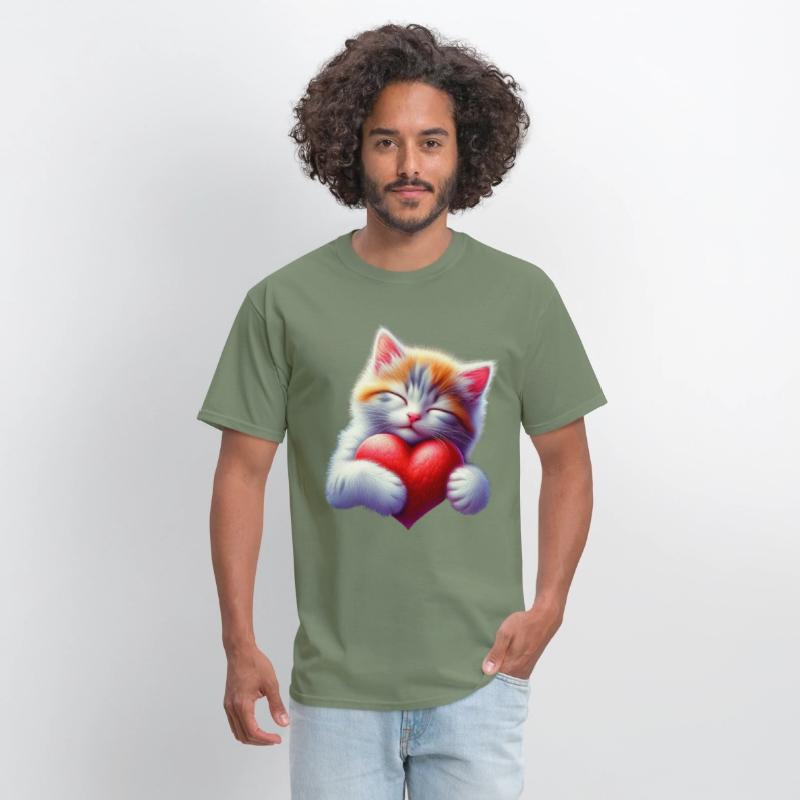 Cute Cat Hugging Valentine Heart Love Cat