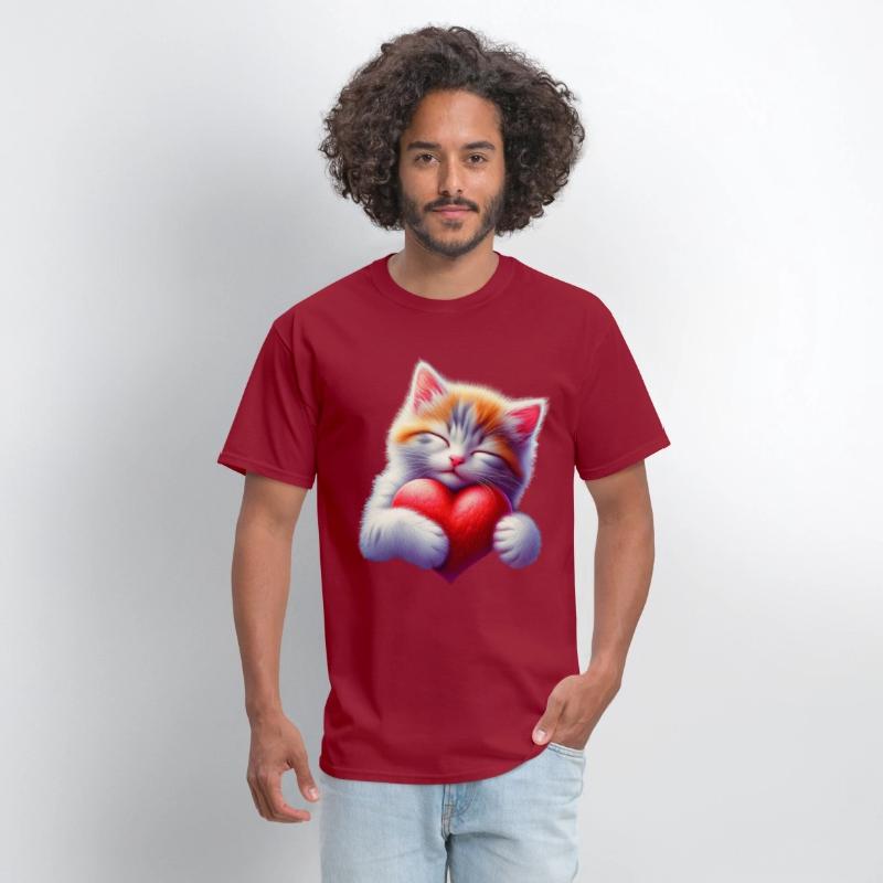 Cute Cat Hugging Valentine Heart Love Cat