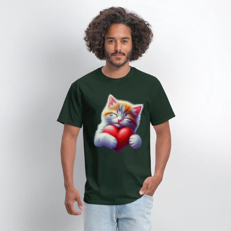 Cute Cat Hugging Valentine Heart Love Cat