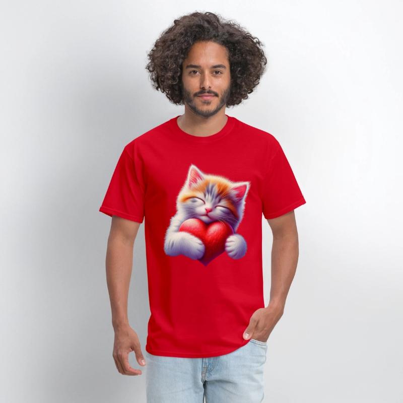 Cute Cat Hugging Valentine Heart Love Cat