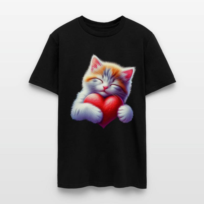 Cute Cat Hugging Valentine Heart Love Cat