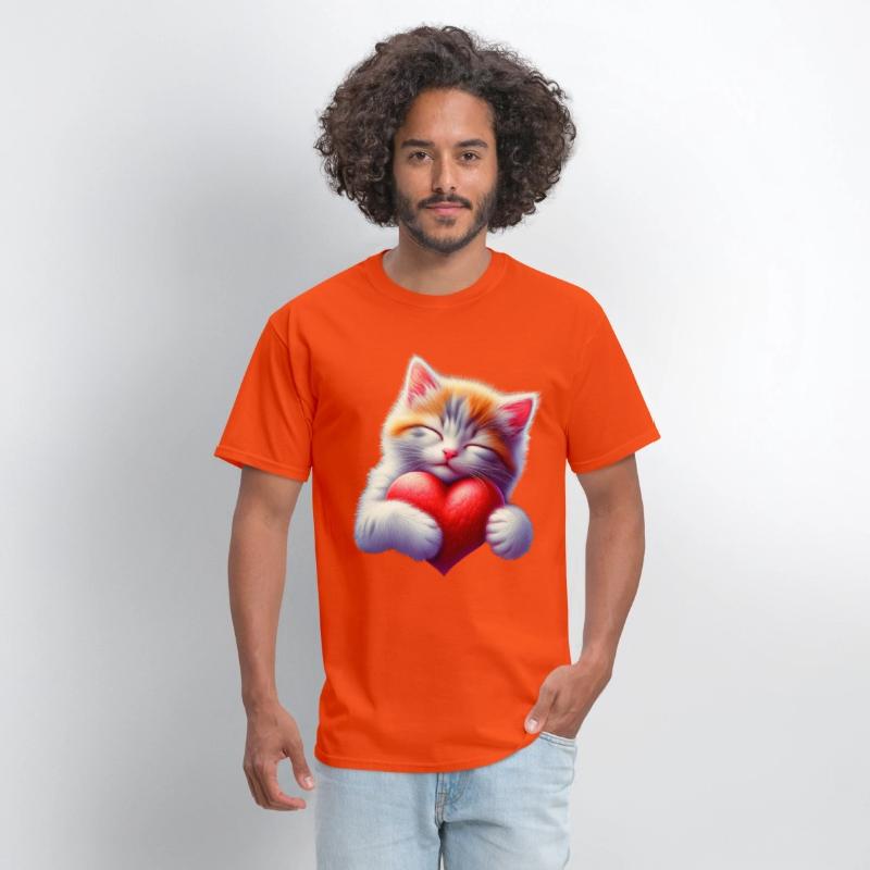 Cute Cat Hugging Valentine Heart Love Cat