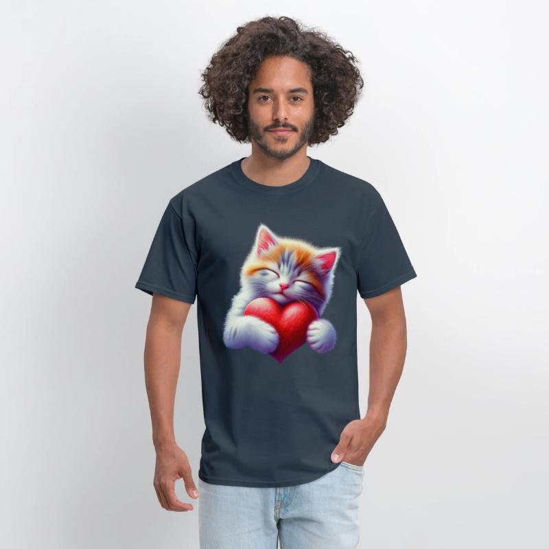 Cute Cat Hugging Valentine Heart Love Cat