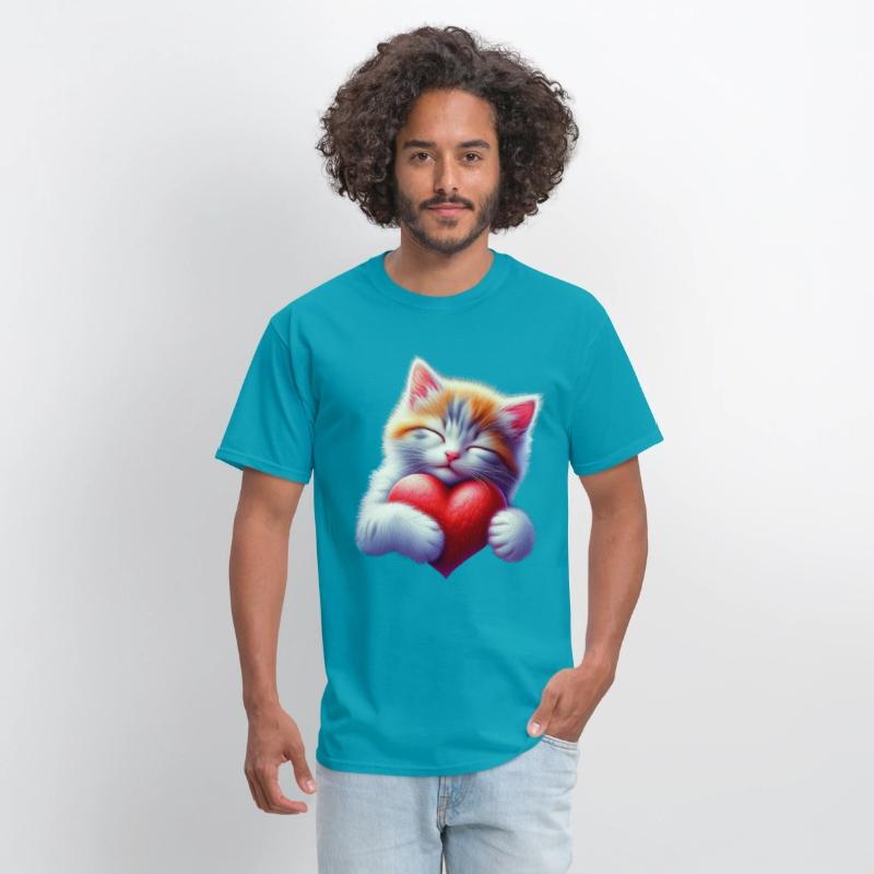 Cute Cat Hugging Valentine Heart Love Cat