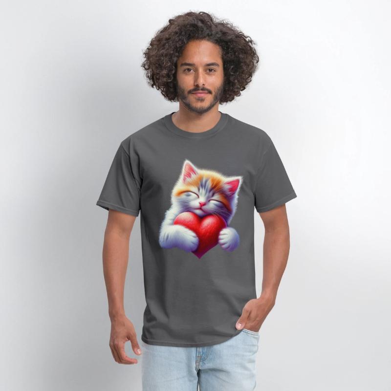 Cute Cat Hugging Valentine Heart Love Cat