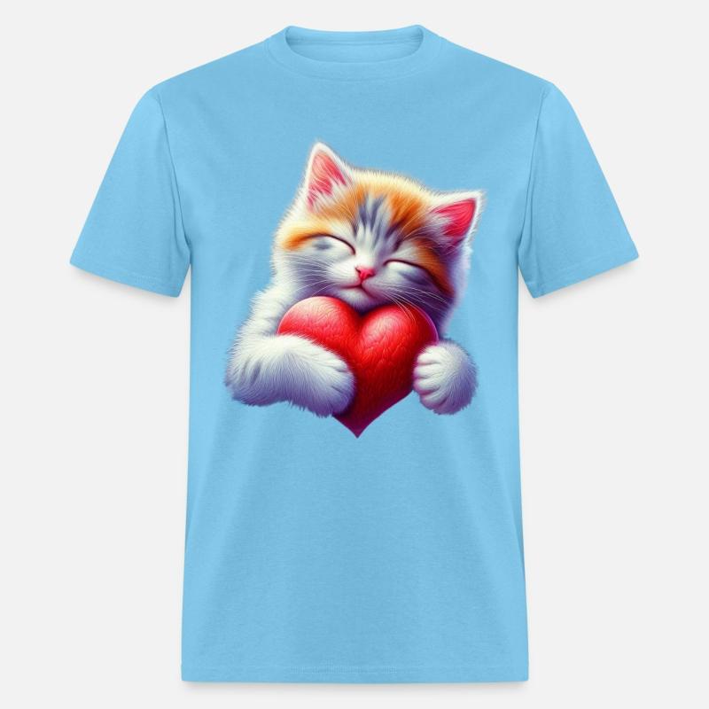 Cute Cat Hugging Valentine Heart Love Cat