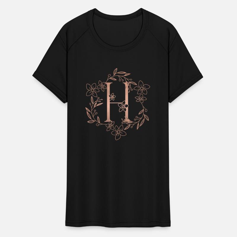 Cute Rose Gold Floral Monogram H