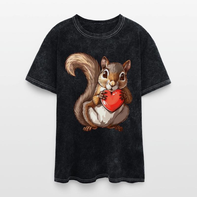 Cute Squirrel Holding Red Heart Illustration
