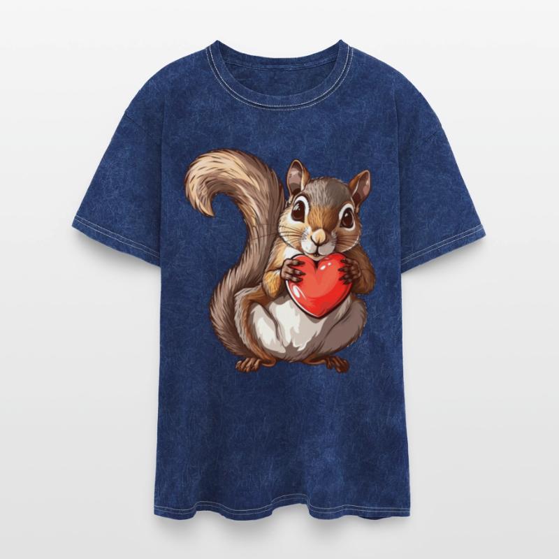 Cute Squirrel Holding Red Heart Illustration