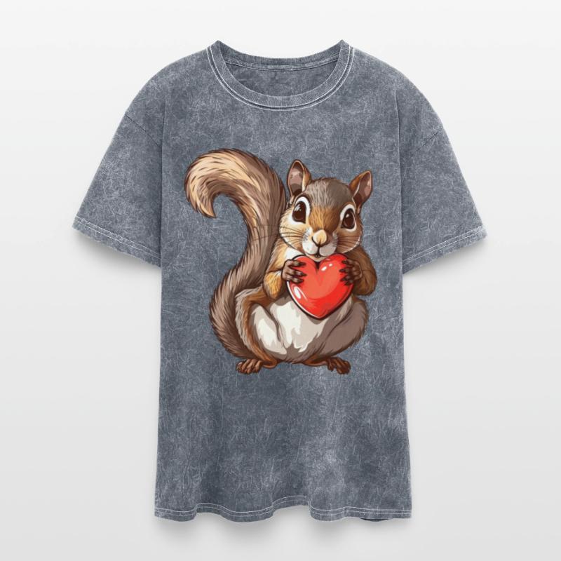 Cute Squirrel Holding Red Heart Illustration
