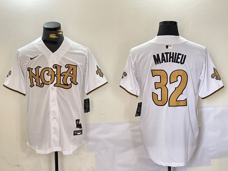 Men's New Orleans Saints Tyrann Mathieu #32 White Game Jerseys