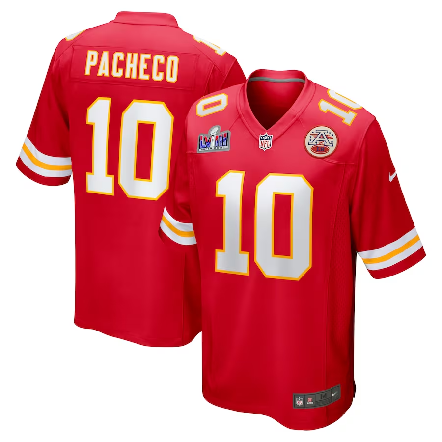 Men's Kansas City Chiefs Isiah Pacheco #10 Red Super Bowl LVIII Game Jerseys