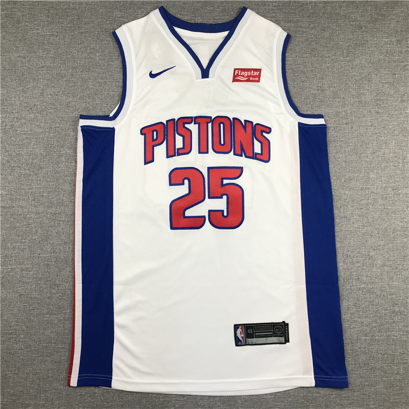 Men's Detroit Pistons Derrick Rose White 2021/22 Fast Break Replica Jerseys