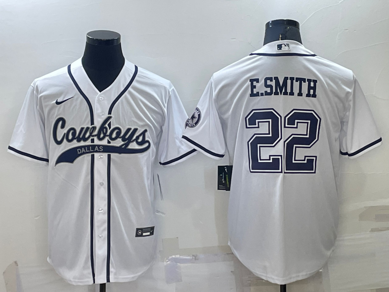 Men's Dallas Cowboys Emmitt Smith #22 White Game Jerseys Joint Edition