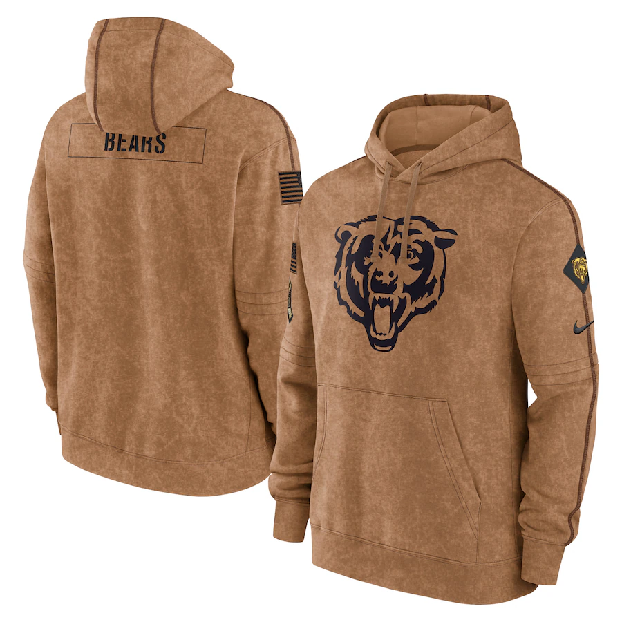 Men's Chicago Bears Brown 2023 Salute To Service Club Pullover Hoodie1
