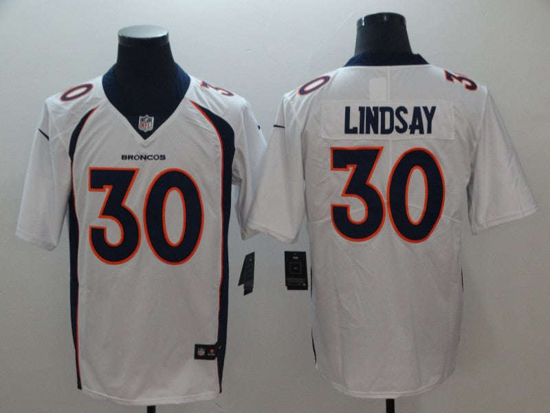 Men's Denver Broncos Phillip Lindsay #30 White Game Jerseys