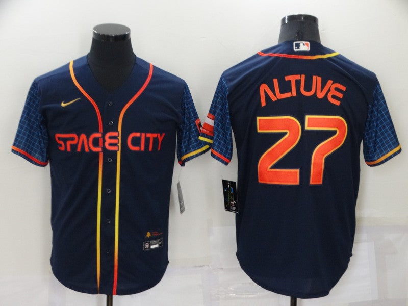 Men's Houston Astros Jose Altuve #27 Navy Space City Jerseys