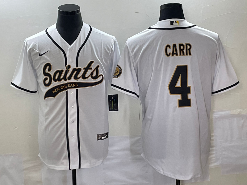 Men's New Orleans Saints Derek Carr #4 White Game Jerseys Joint Edition
