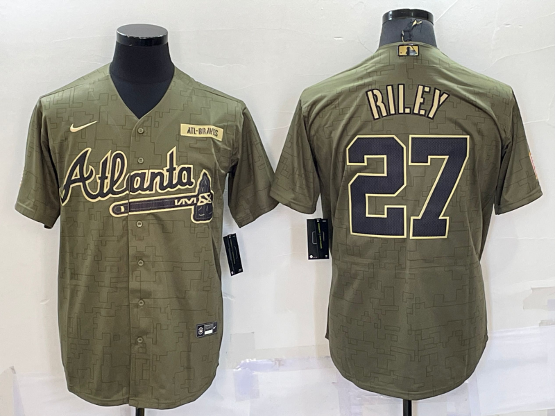 Men's Atlanta Braves Austin Riley #27 Brown Replica Player Jerseys