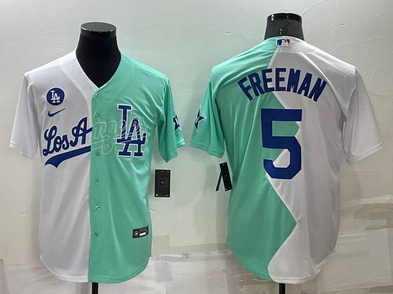 Men's Los Angeles Dodgers Freddie Freeman #5 White/Green Replica Baseball Jerseys