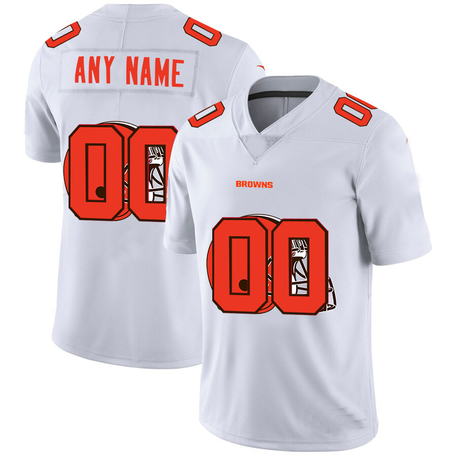 Custom1 Cleveland Browns White Team Big Logo Vapor Untouchable Limited Jerseys Stitched American Football Jerseys