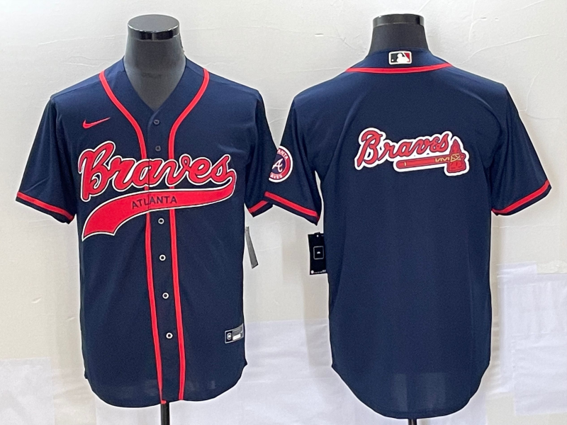 Men's Atlanta Braves Navy Replica Team Jerseys Joint Edition