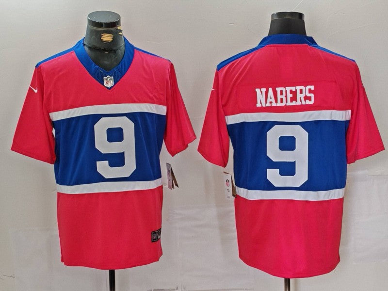Men's New York Giants Malik Nabers #9 Century Red Alternate Player Game Jerseys