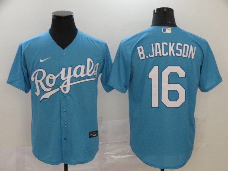 Men's Kansas City Royals Bo Jackson #16 Blue Replica Player Jerseys