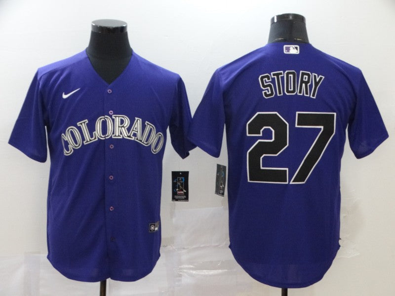 Men's Colorado Rockies Trevor Story #27 Purple Replica Baseball Jerseys