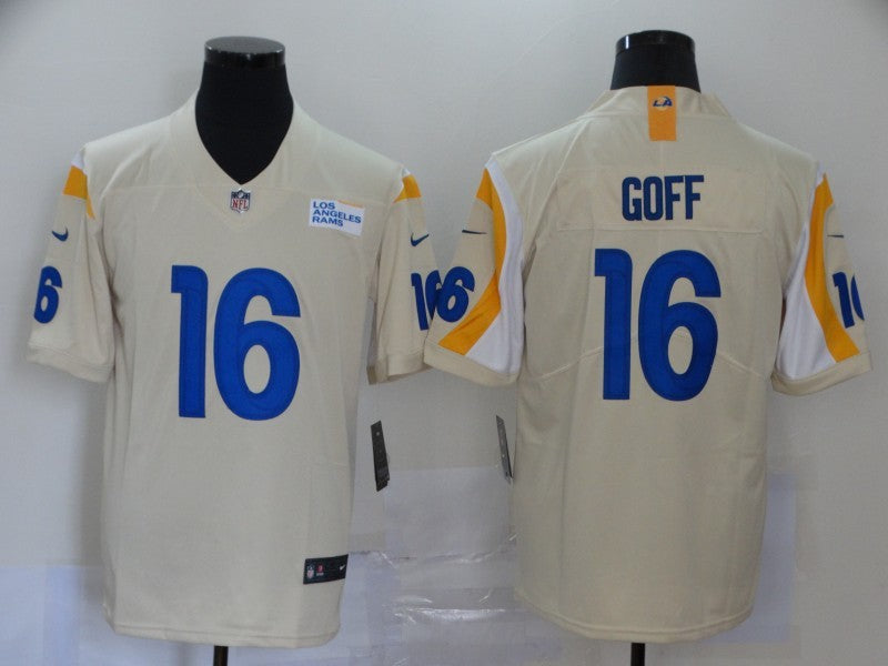 Men's Los Angeles Rams Jared Goff #16 Beige Vapor Limited Jerseys