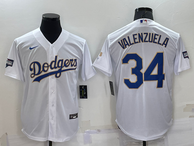 Men's Los Angeles Dodgers Fernando Valenzuela #34 White Replica Game Jerseys