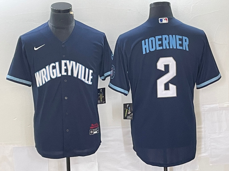 Men's Chicago Cubs Nico Hoerner #2 Navy City Connect Replica Player Jerseys