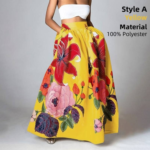 Stylish Floral Skirt Bottoms Skirt Floral Holiday Women For L