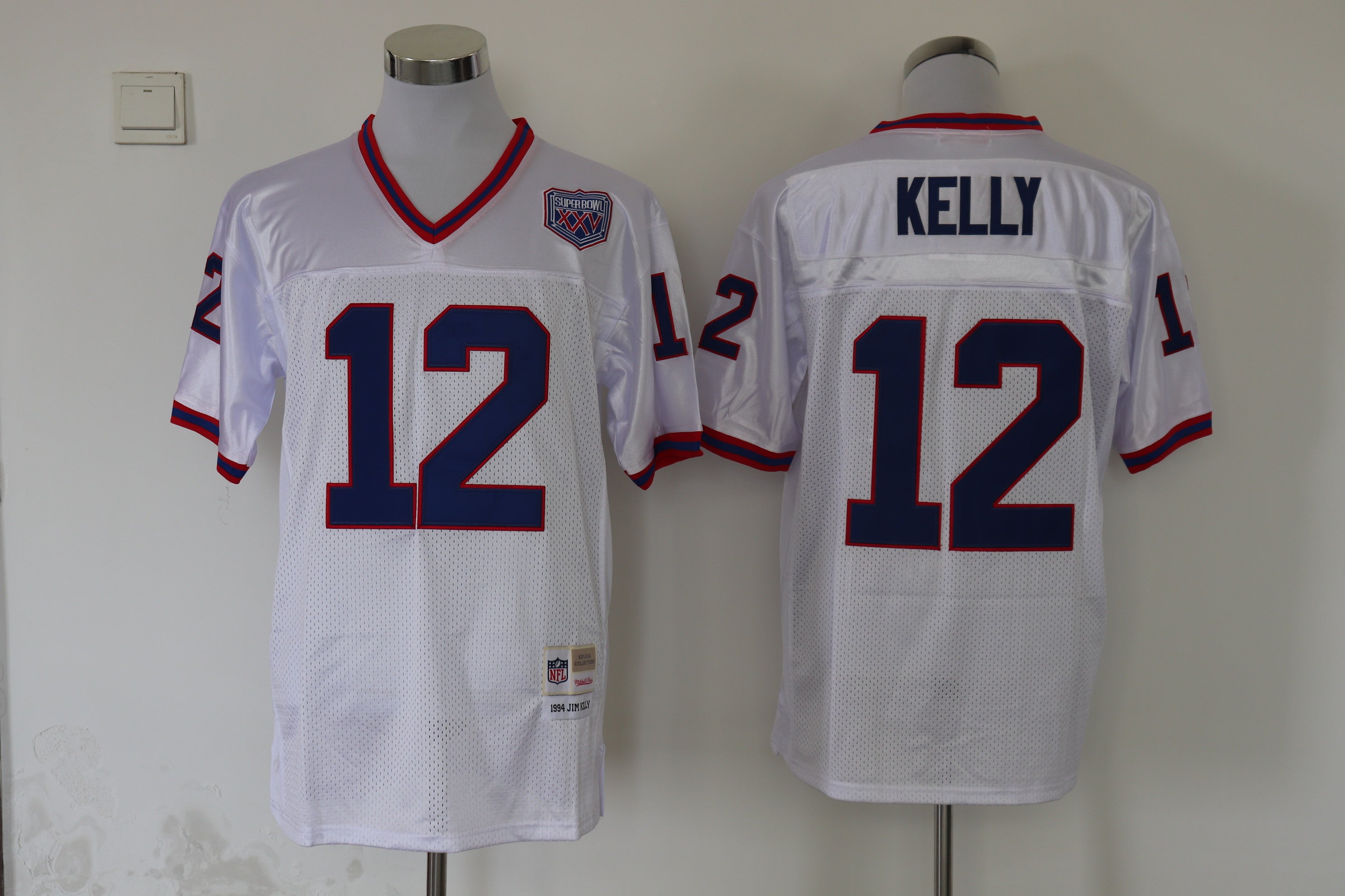 Men's Buffalo Bills Jim Kelly Mitchell & Ness White Legacy Replica Player Jerseys