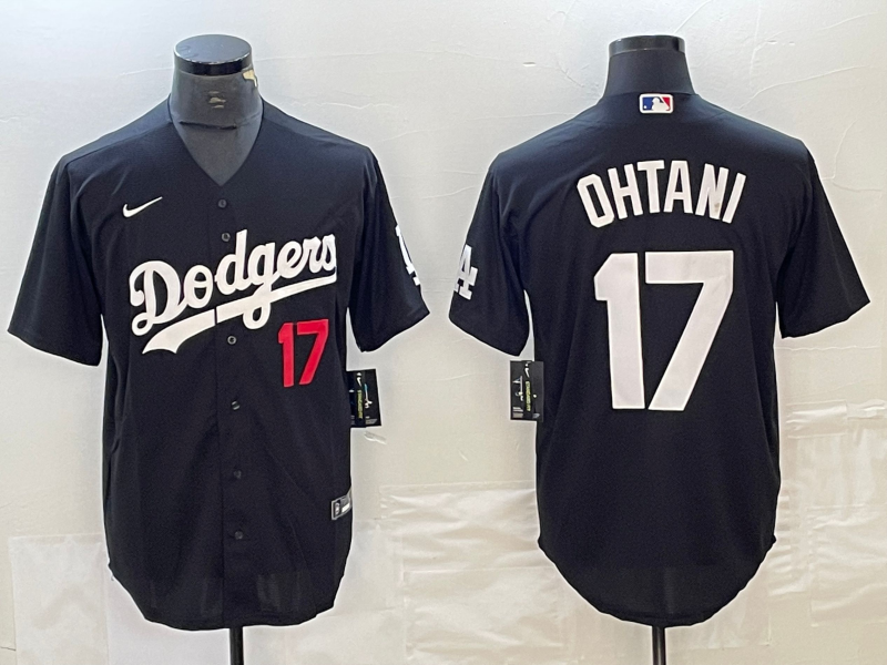 Men's Los Angeles Dodgers Shohei Ohtani #17 Black Replica Game Jerseys