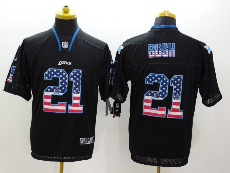 Men's Detroit Lions Reggie Bush #21 Black Game Player Jerseys