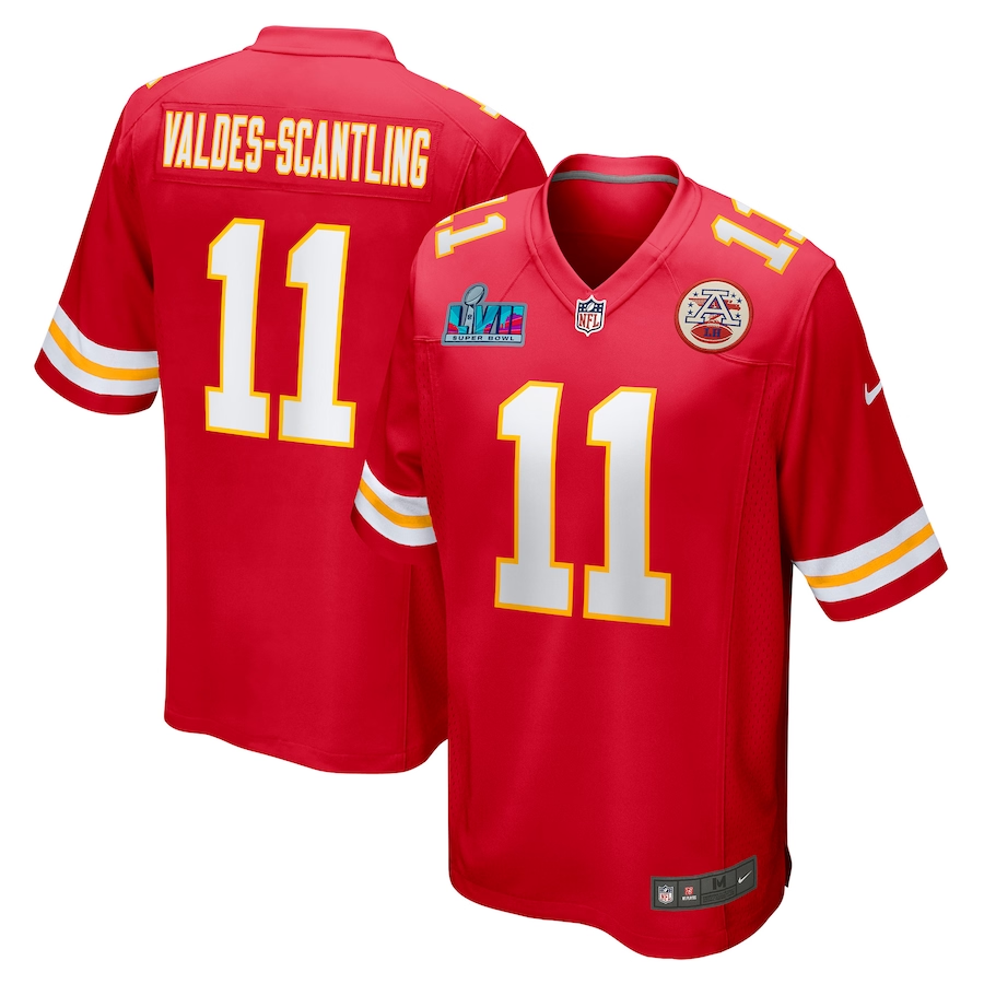 Men's Kansas City Chiefs Marquez Valdes-Scantling #11 Red Super Bowl LVII Patch Game Jerseys