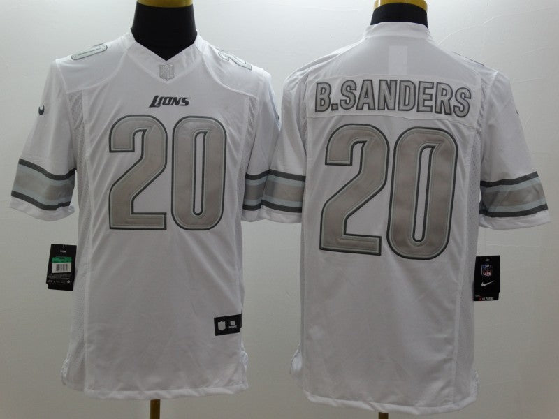 Men's Detroit Lions Barry Sanders #20 White Game Jerseys