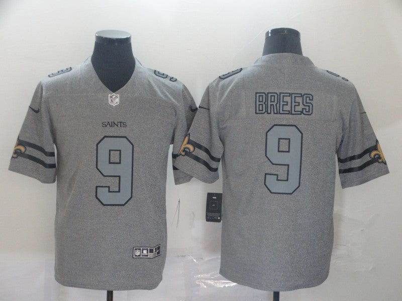 Men's New Orleans Saints Drew Brees #9 Gray Game Jerseys
