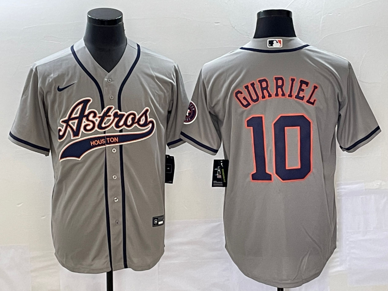 Men's Houston Astros Yuli Gurriel #10 Gray Replica Jerseys Joint Edition