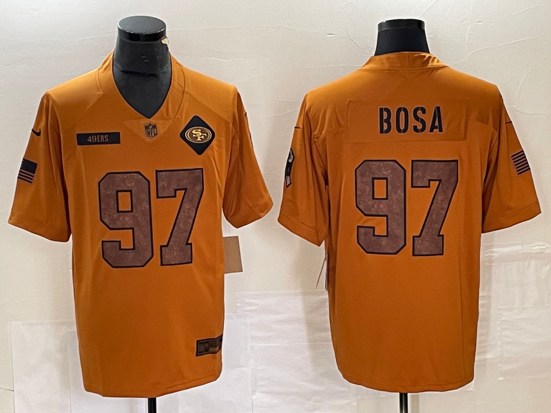Men's San Francisco 49ers Nick Bosa #97 Brown 2023 Salute To Service Retired Player Limited Jerseys