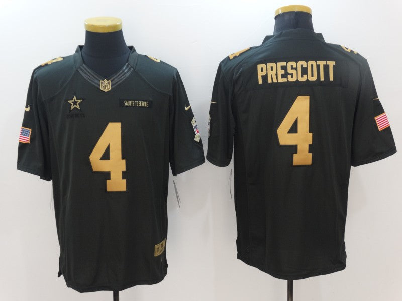 Men's Dallas Cowboys Dak Prescott #4 Black Authentic Game Jerseys