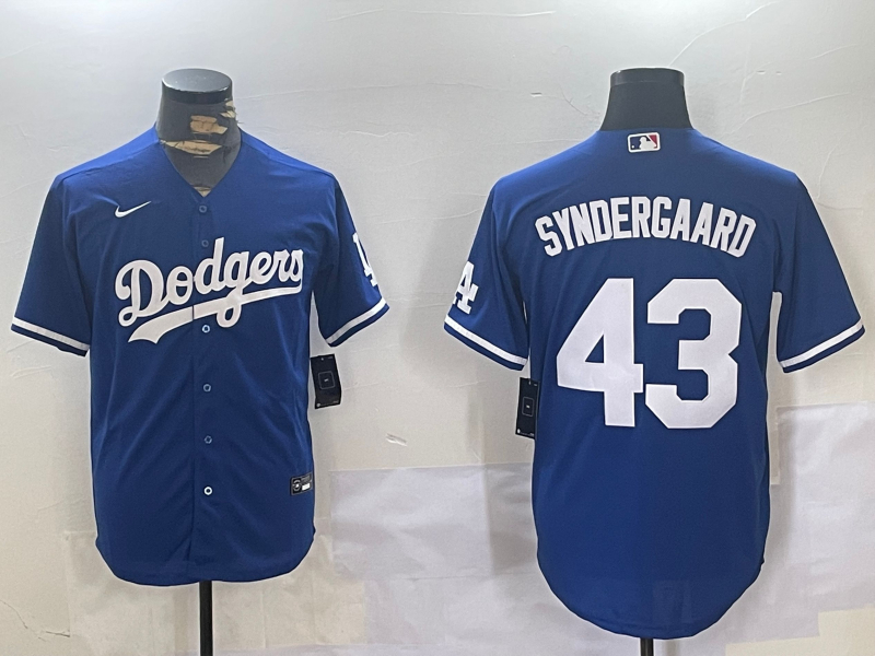 Men's Los Angeles Dodgers Noah Syndergaard #43 Blue Replica Baseball Jerseys