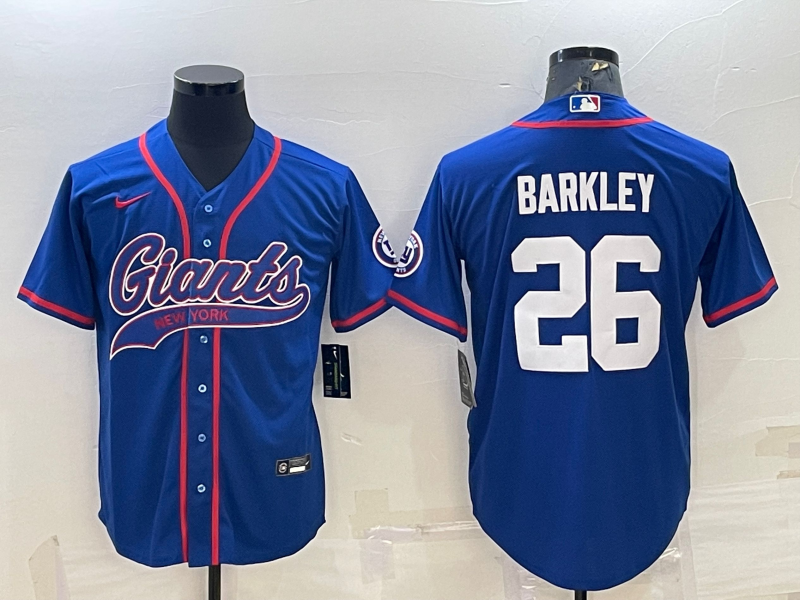 Men's New York Giants Saquon Barkley #26 Blue Game Jerseys Joint Edition