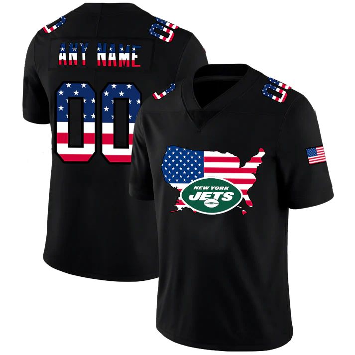 Custom1 New York Jets Black Limited Fashion Flag American Stitched Jerseys Football Jerseys