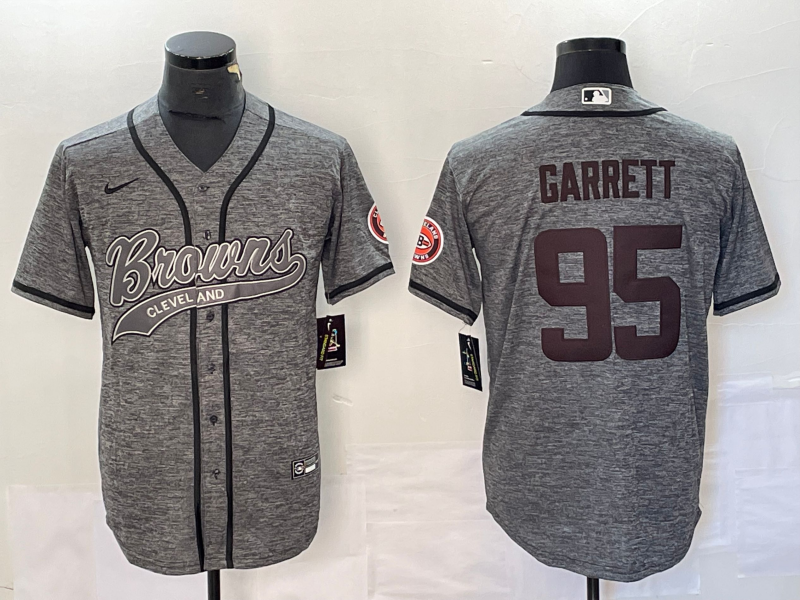 Men's Cleveland Browns Myles Garrett #95 Gray Game Jerseys Joint Edition