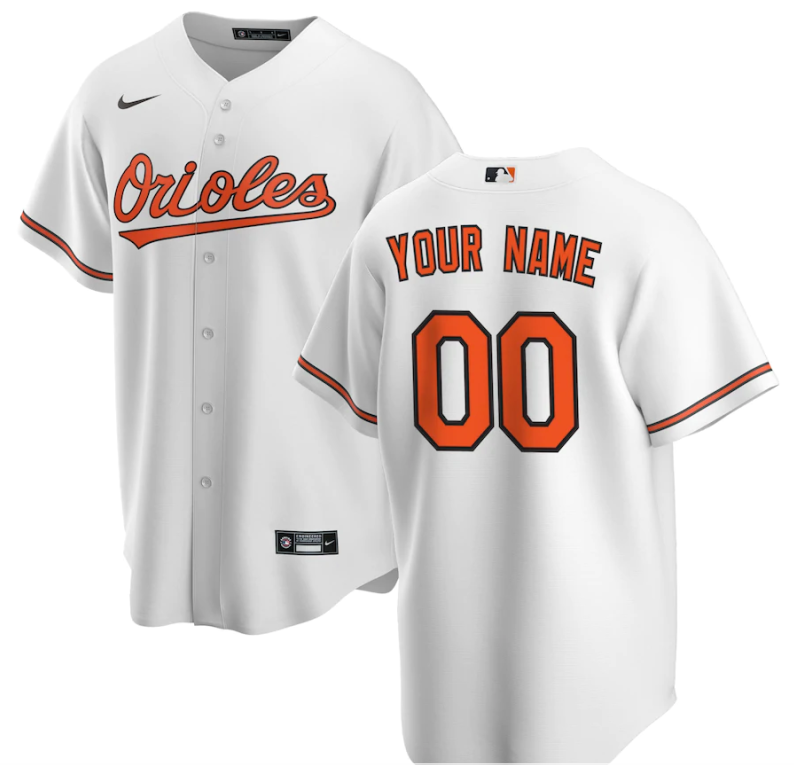 Men's Baltimore Orioles White Replica Custom Jerseys