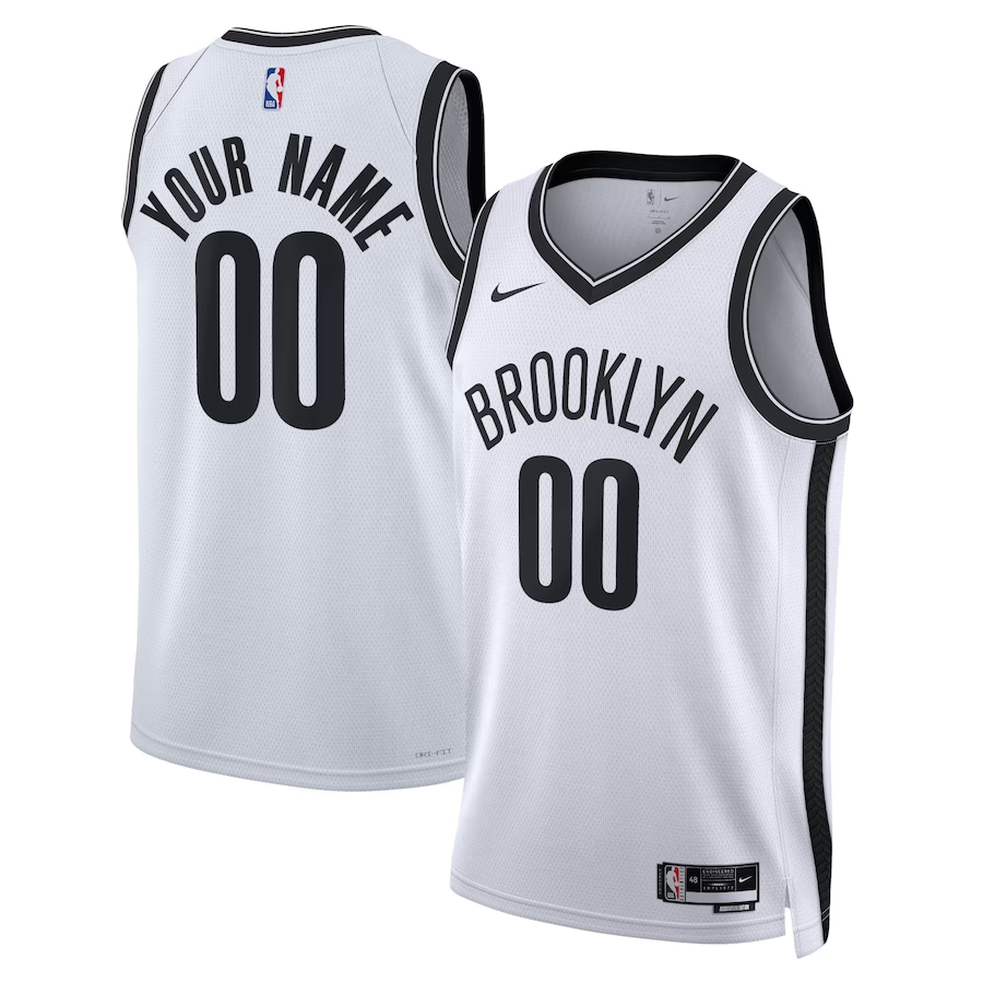 Men's Brooklyn Nets White Swingman Custom Jerseys - Association Edition